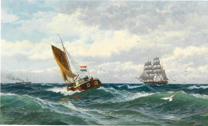 Fischerboote treffen sich auf hoher See
